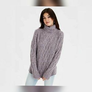 NWOT Turtleneck Cable Knit Oversized Sweater